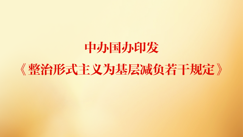 中办国办印发《整治形式主义为基层减负若干规定》